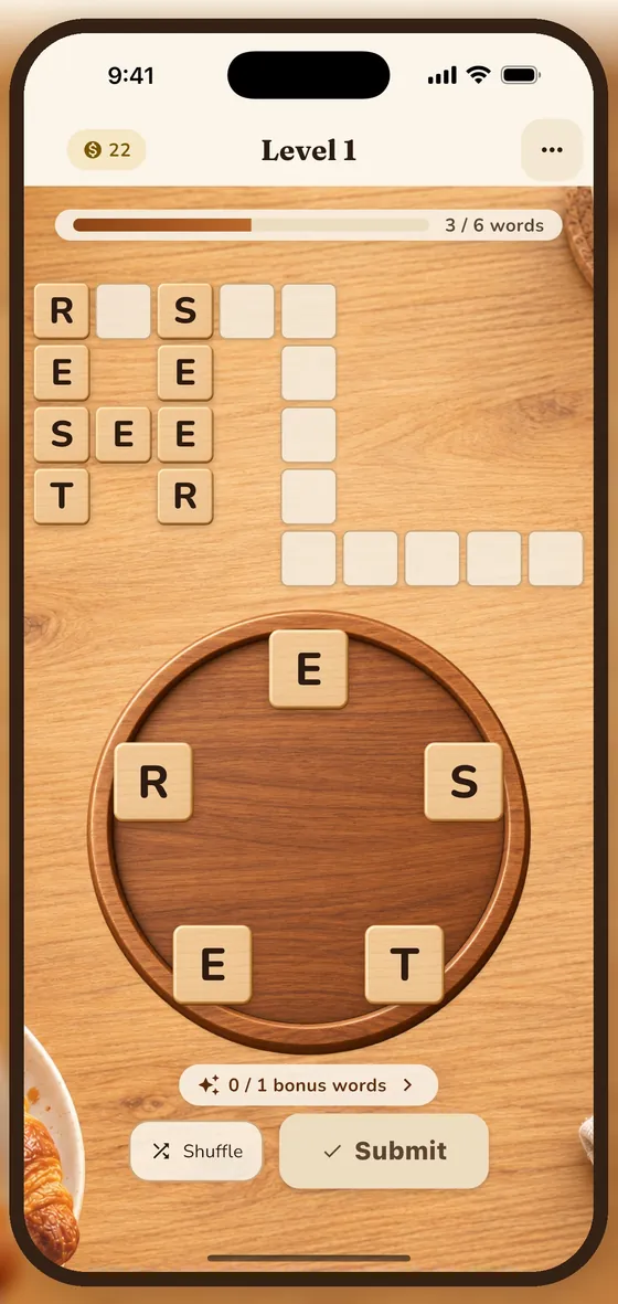 Playing a puzzle on the wooden board