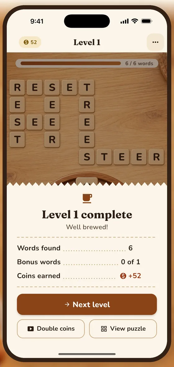 The level complete card